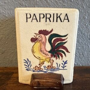 Vintage Fred Roberts Rooster Ceramic paprika‎ Apothecary Replacement Jar Japan